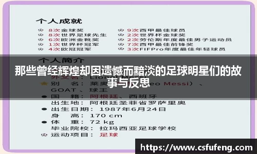 那些曾经辉煌却因遗憾而黯淡的足球明星们的故事与反思